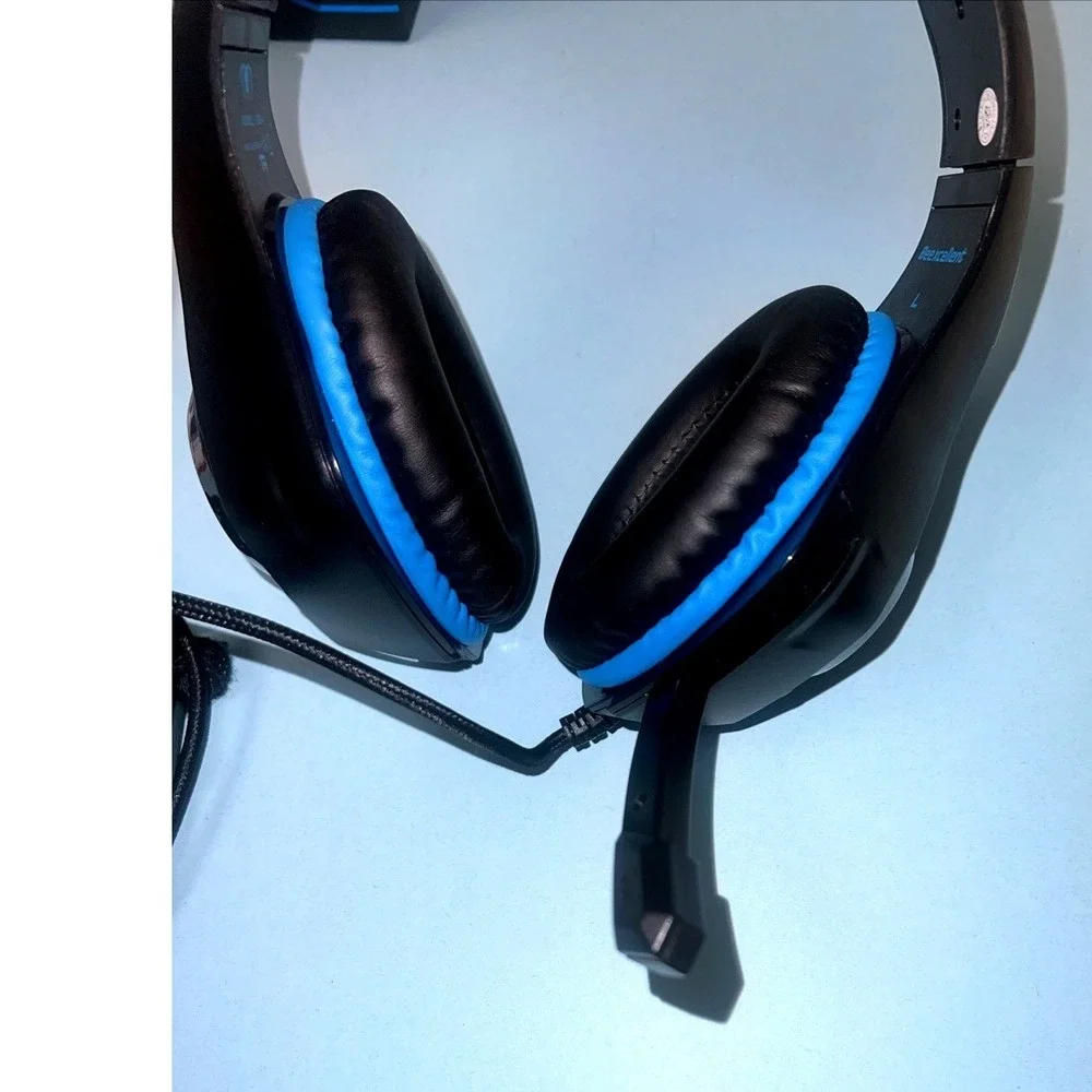 BEEXCELLENT GM-1 USB Gaming Headset Black & Blue Wired soft Cushioned Adjustable